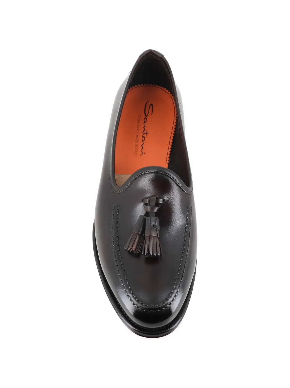 Santoni Leren loafers met kwastjes Bruin
