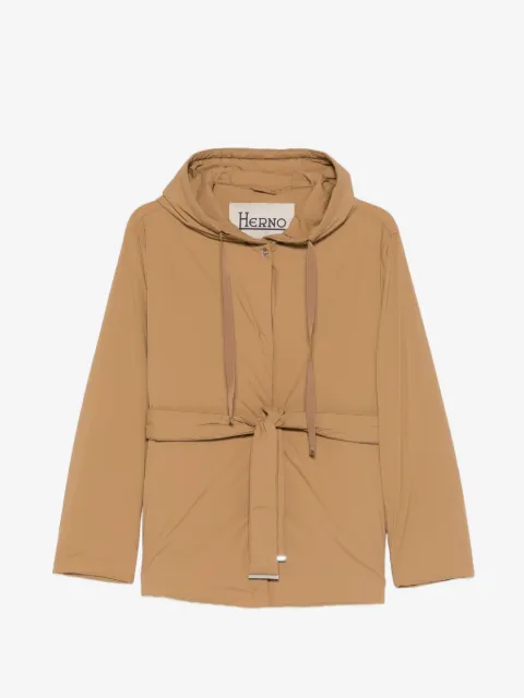 Herno hooded tie-fastening jacket