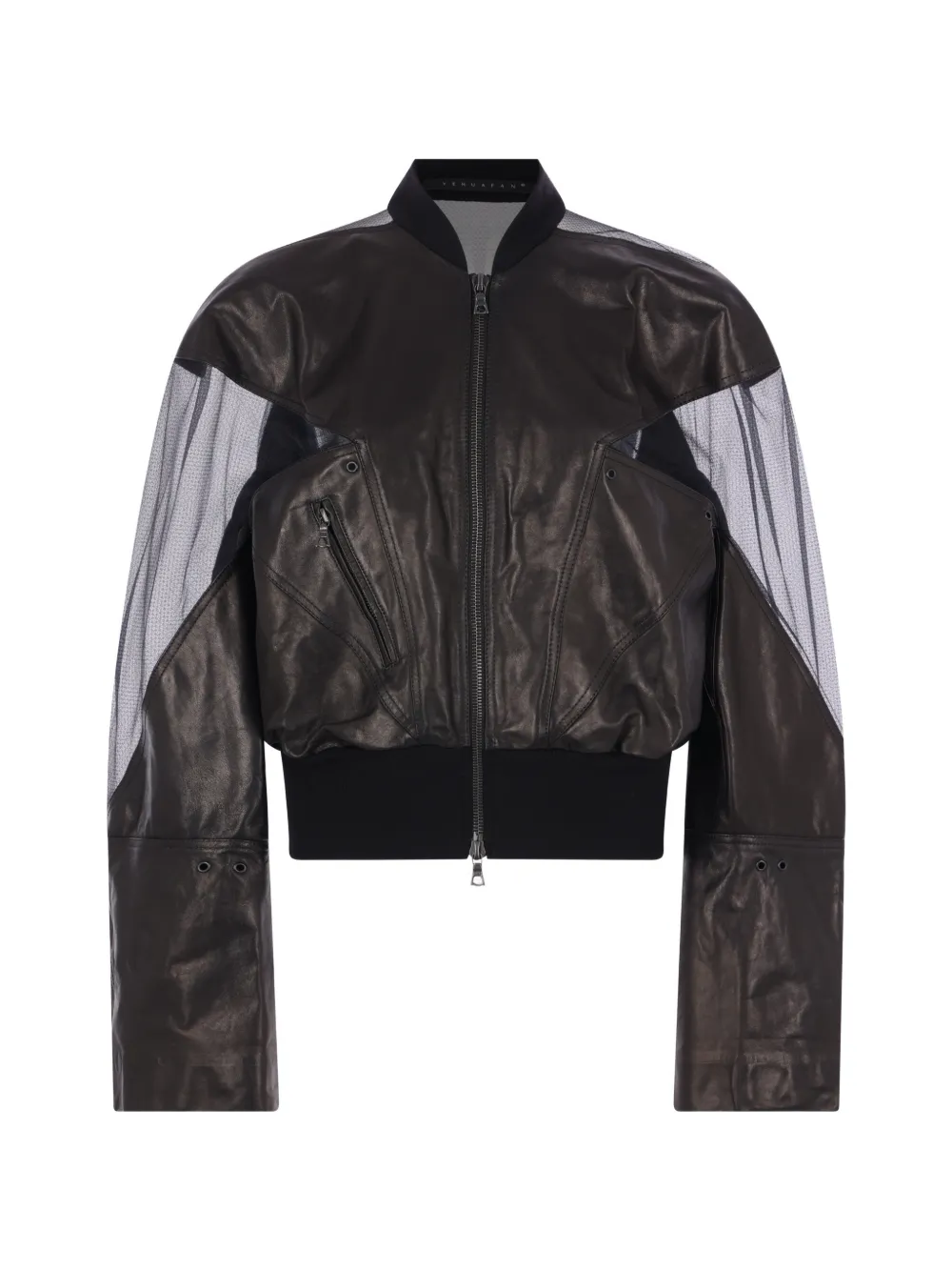 YEHUAFAN tulle-panelled bomber jacket - Nero