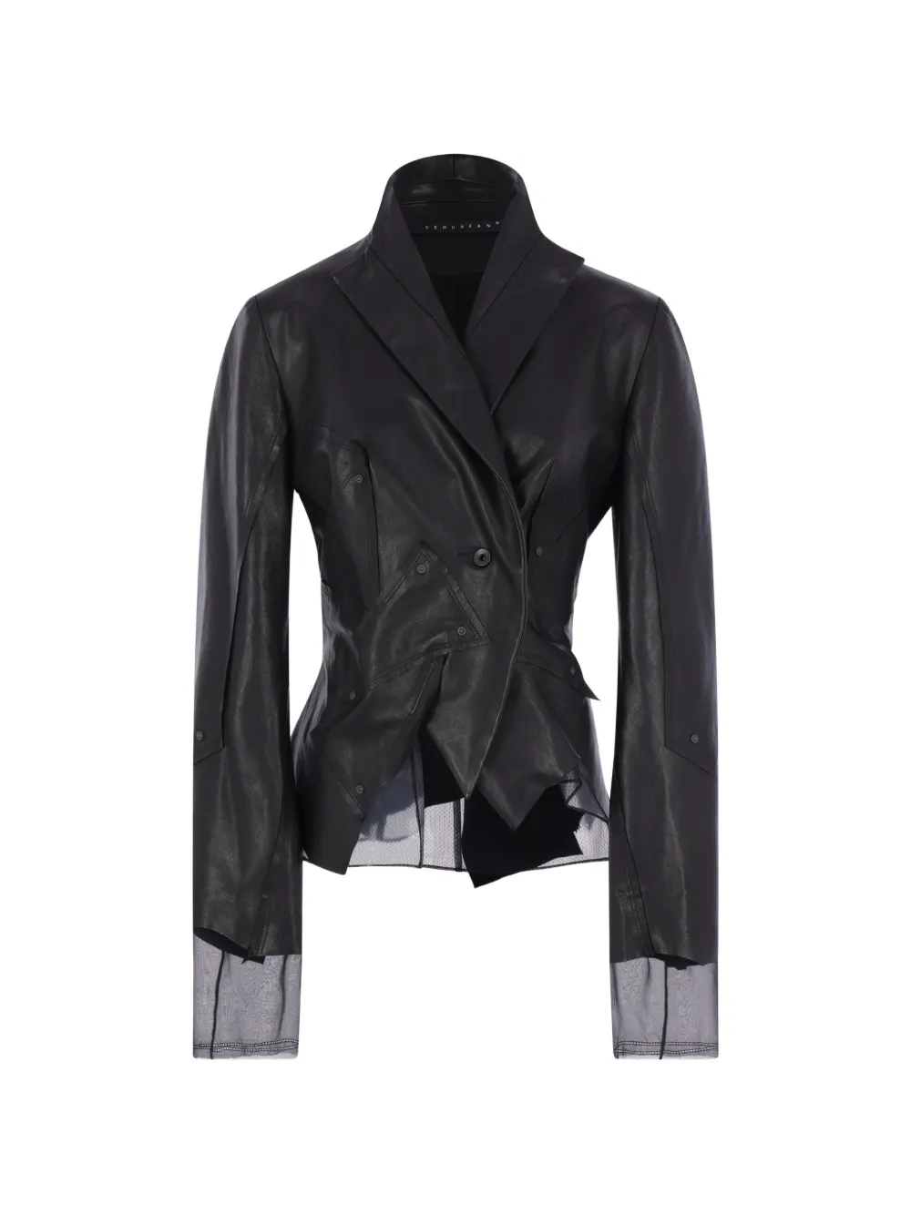 YEHUAFAN tulle-panelled blazer - Nero