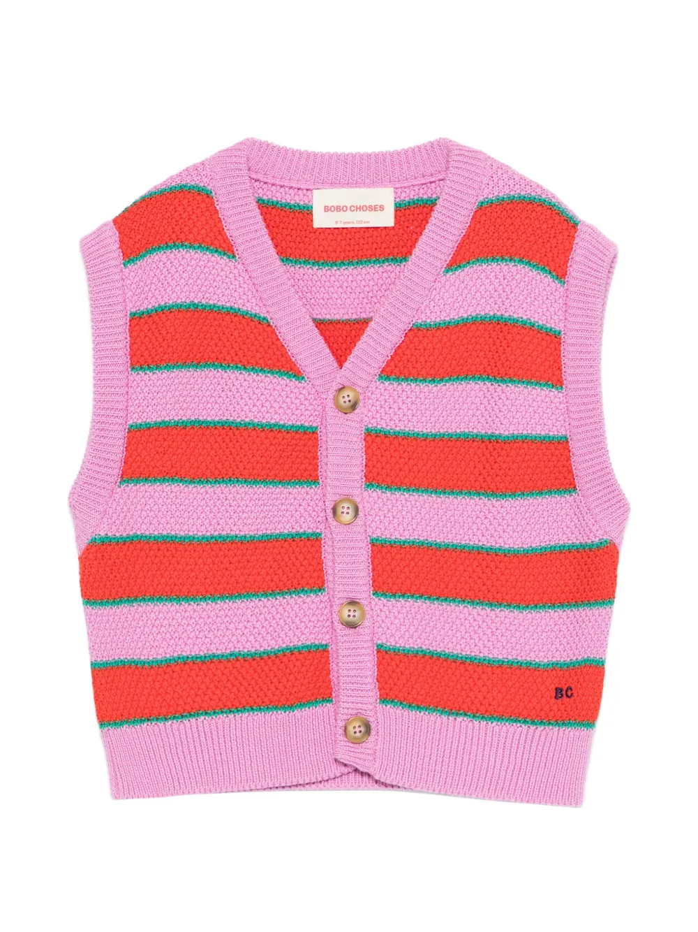 Bobo Choses striped sleeveless cardigan - Rosa