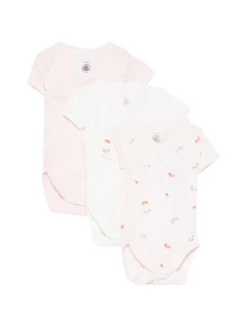 Petit Bateau lot de trois bodys rayés à fleurs