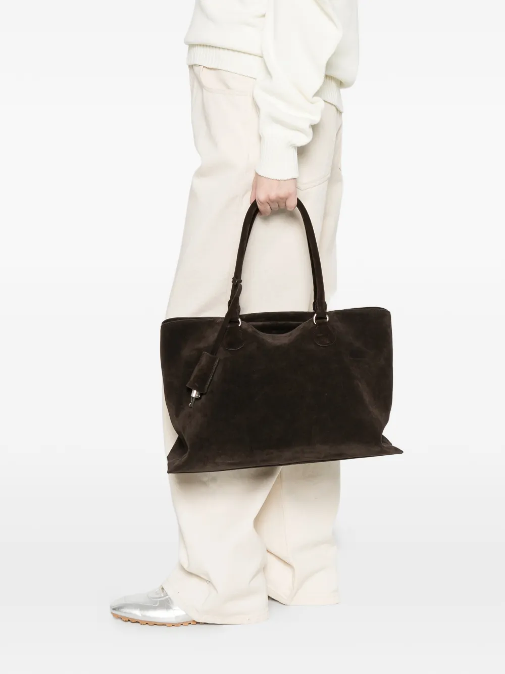  Osoi Key Charm Suede Shoulder Bag - Brown 