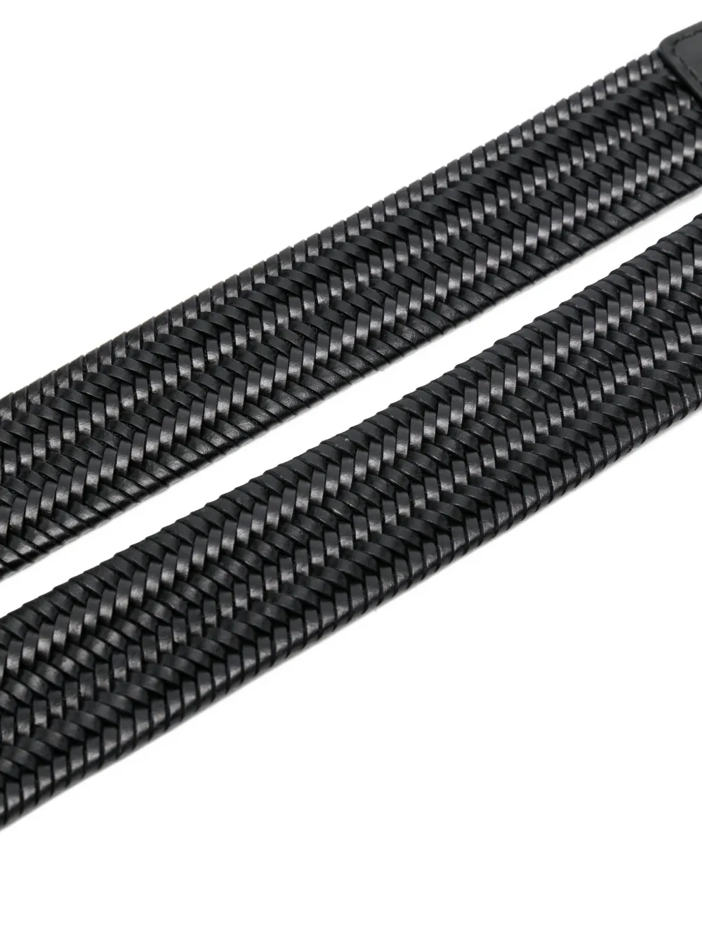  Ferragamo Woven-leather Buckle Belt - Black 