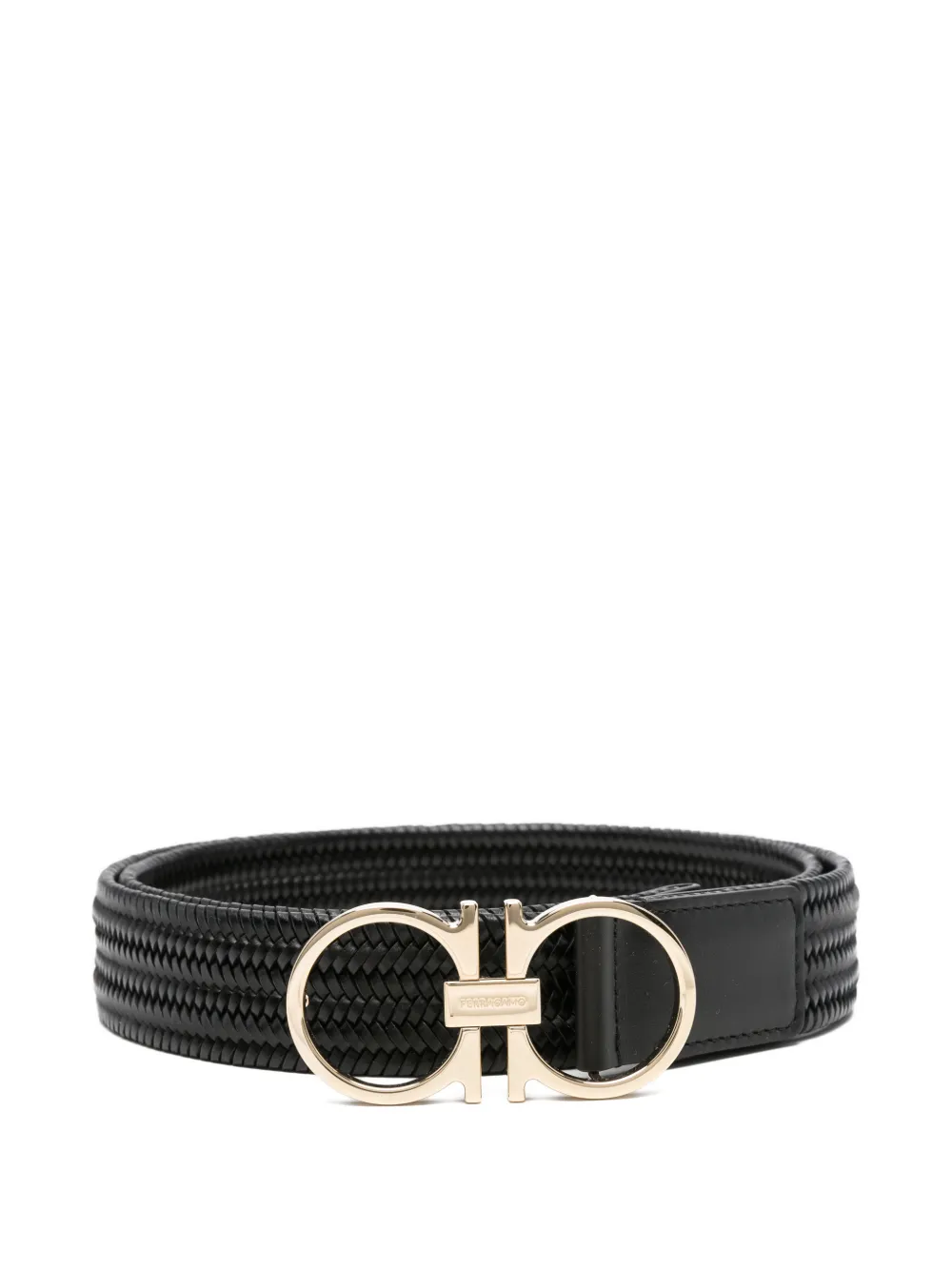 Ferragamo woven-leather buckle belt - Nero