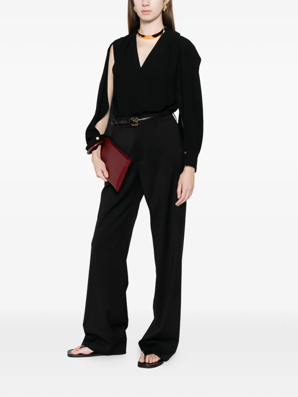  Elisabetta Franchi Choker V-neck Blouse - Black 