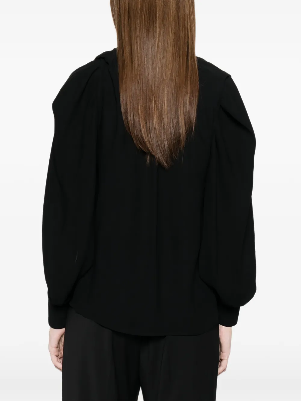 Elisabetta Franchi Viscose georgette blouse met juwelen detail Zwart