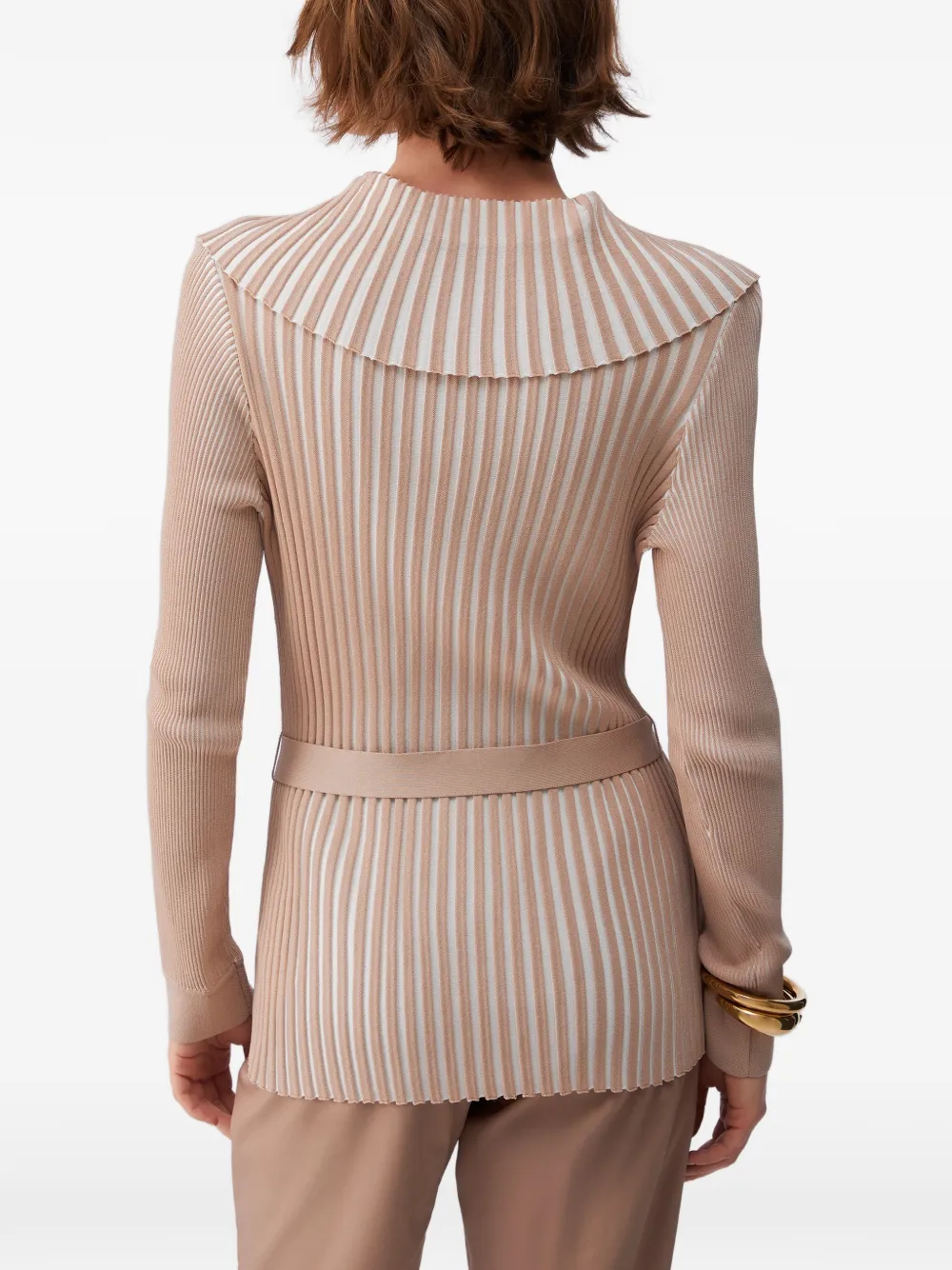LIU JO Geribbeld vest met kraag Beige