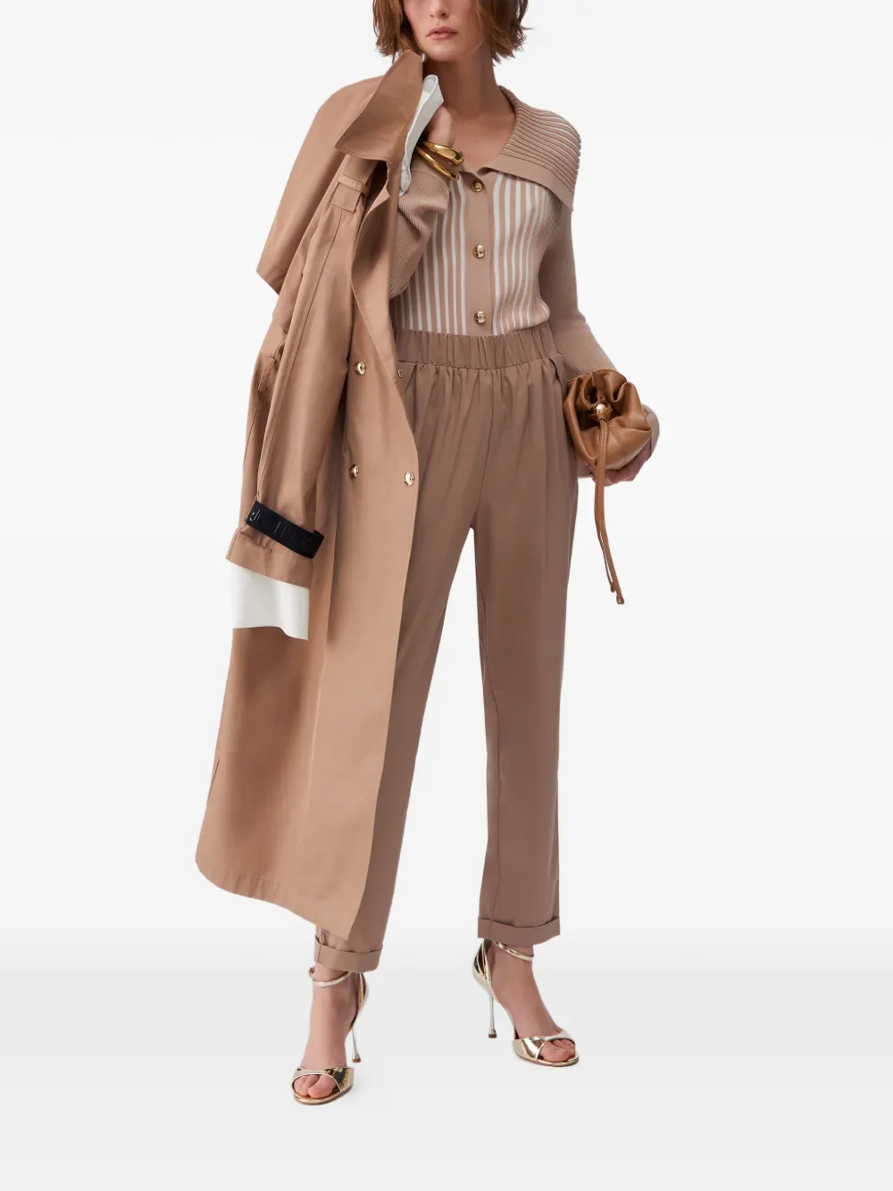  Liu Jo Ribbed Maxi Collar Cardigan - Neutrals 