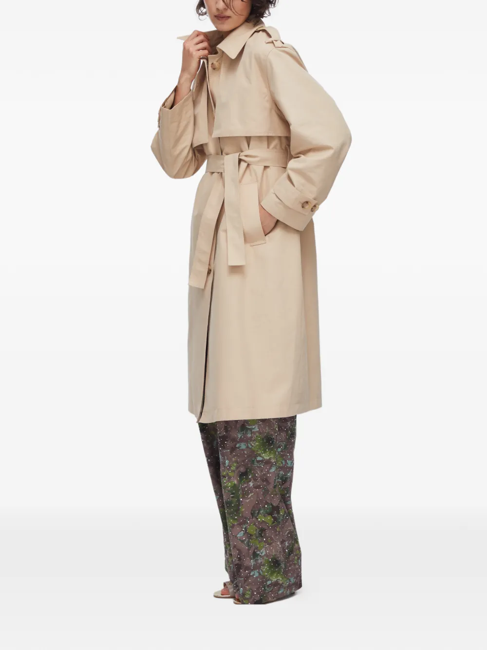  Liu Jo Scarf Gabardine Trench Coat - Neutrals 