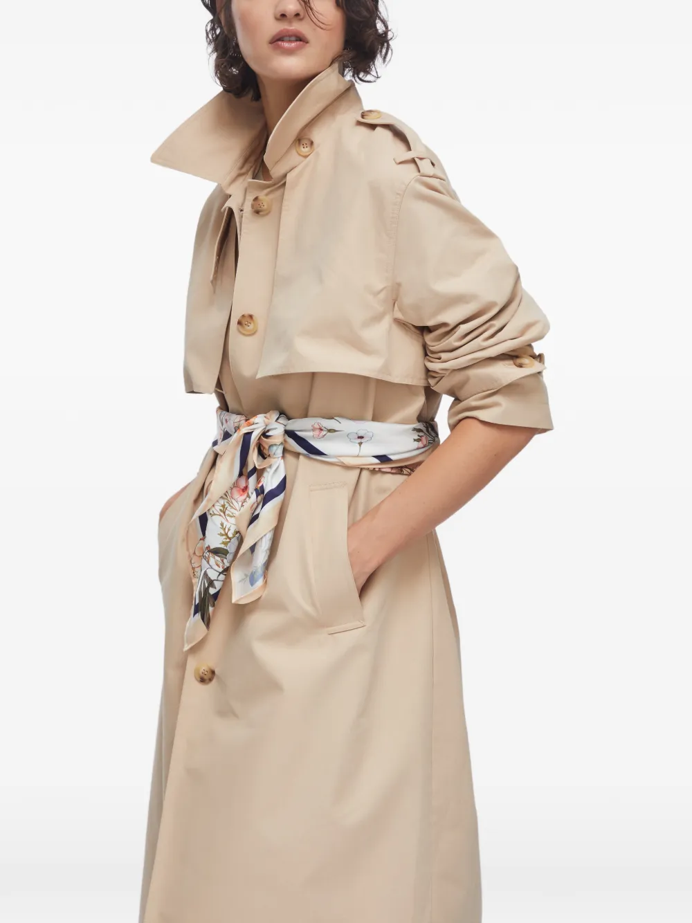 LIU JO Lange trenchcoat met sjaal Beige