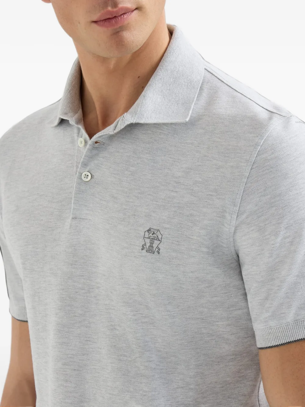 Brunello Cucinelli Poloshirt met geborduurd logo Grijs