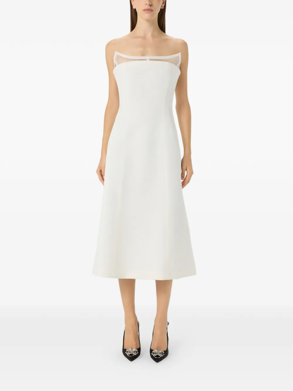 Blumarine Midi-jurk met gevormde hals Wit