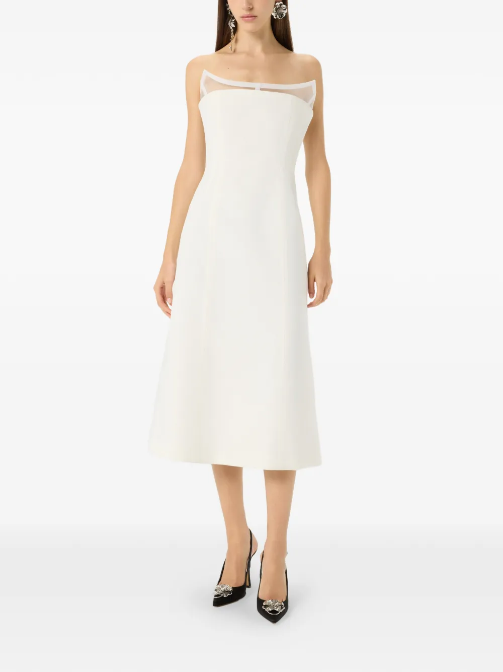 Blumarine Midi-jurk met gevormde hals Wit