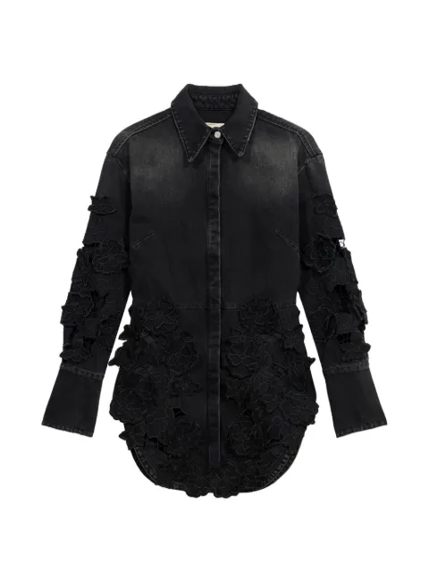 Blumarine floral-applique denim shirt