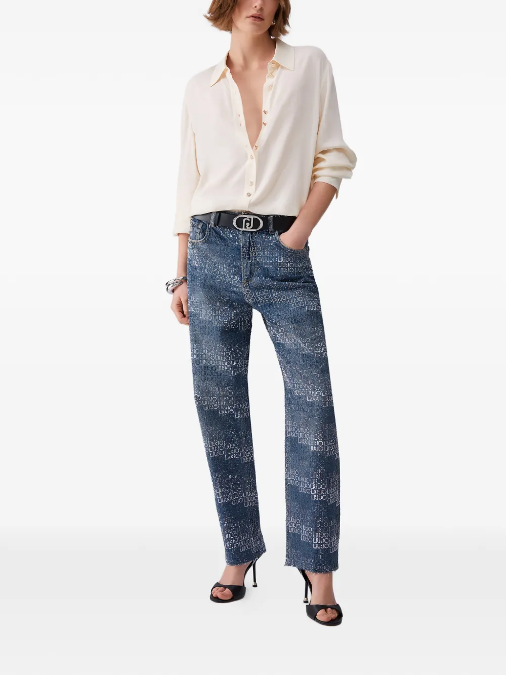  Liu Jo Logo Button Cuff Shirt - Neutrals 