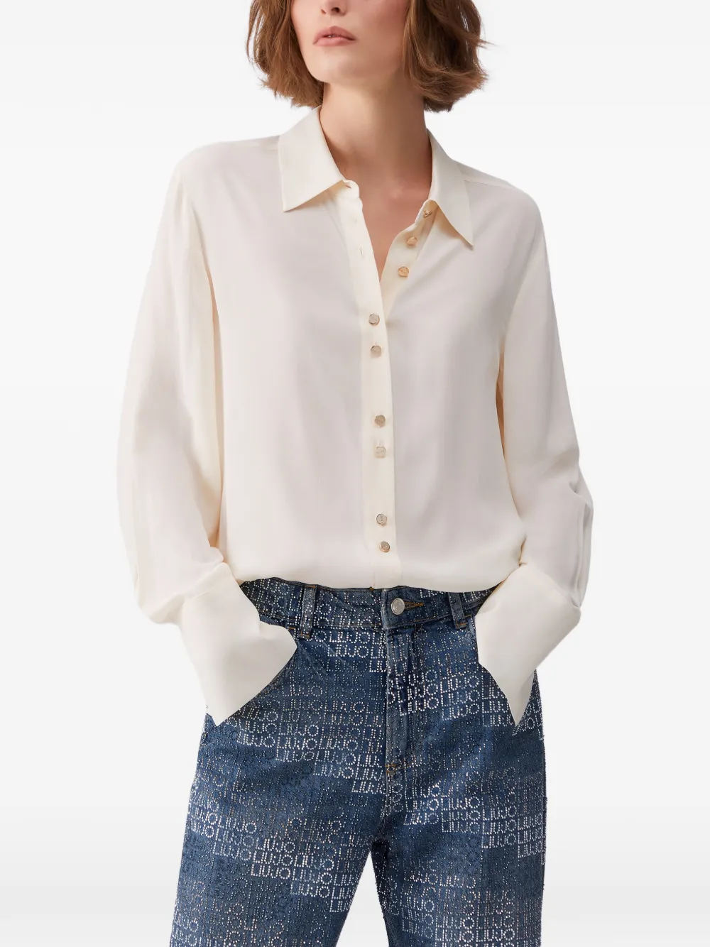  Liu Jo Logo Button Cuff Shirt - Neutrals 