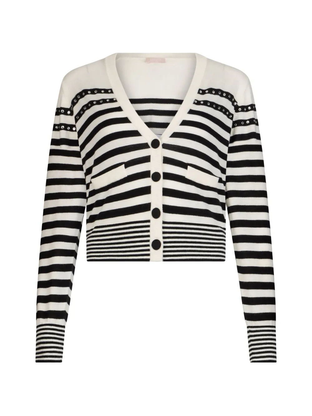 LIU JO striped jewel appliqués cardigan - Bianco
