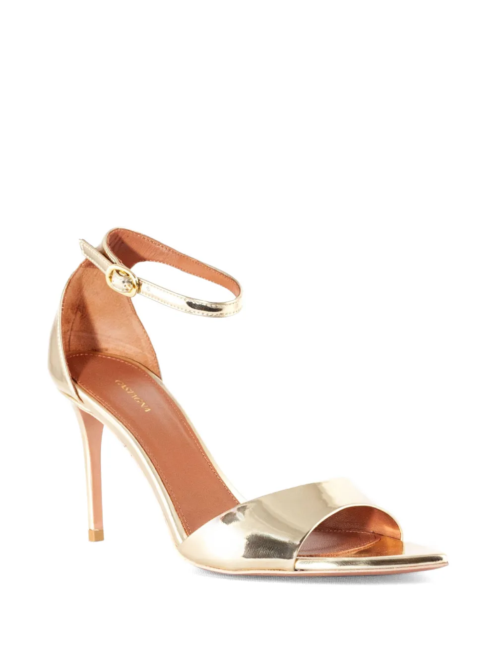 Castagna Aida metallic-effect leather sandals Goud