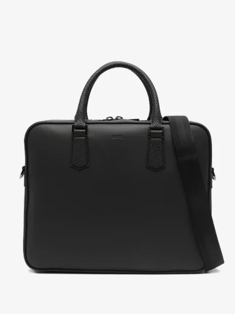 BOSS woven-handle briefcase 