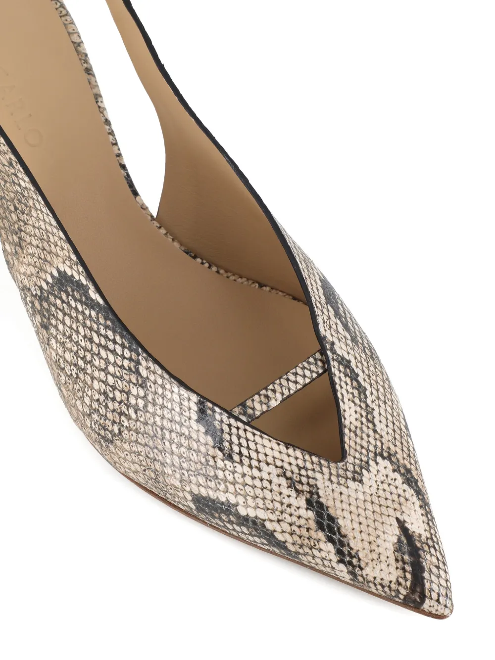 Del Carlo Slingback pumps met puntige neus Beige