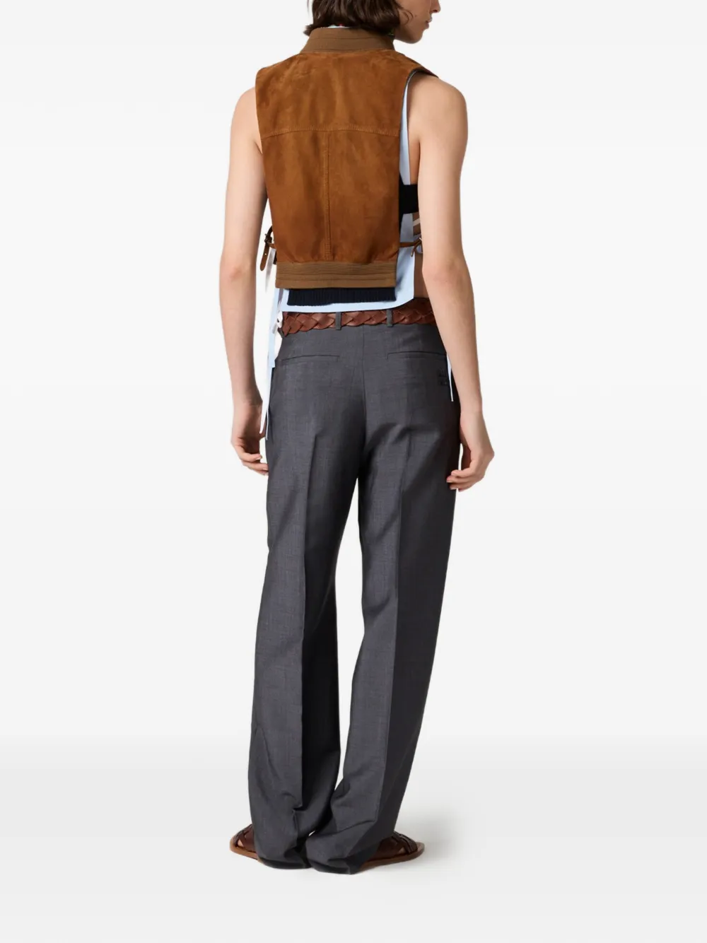  Miu Miu Button Leather Vest - Brown 