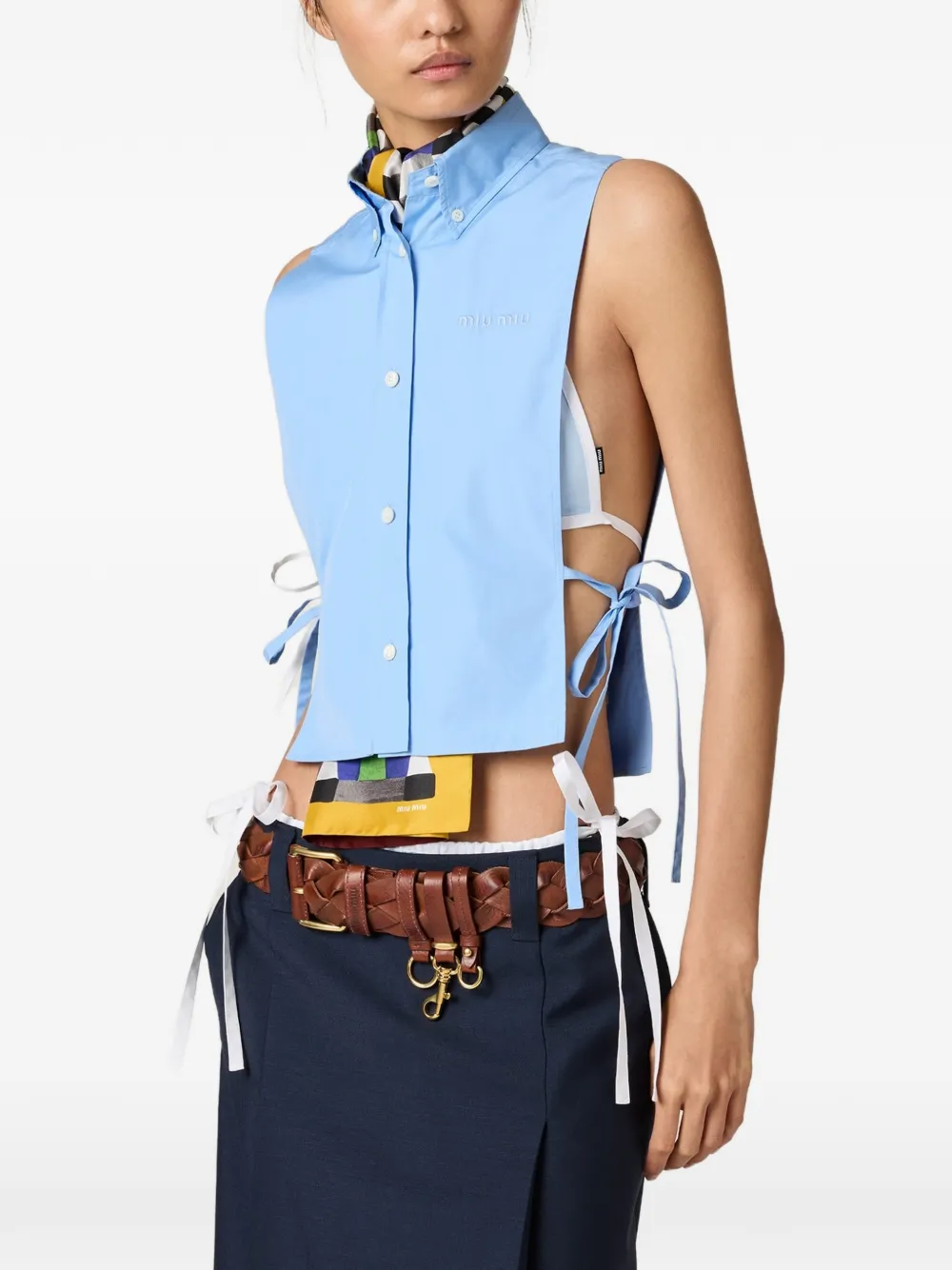 Miu Miu Poplin Shirt | Blue | FARFETCH