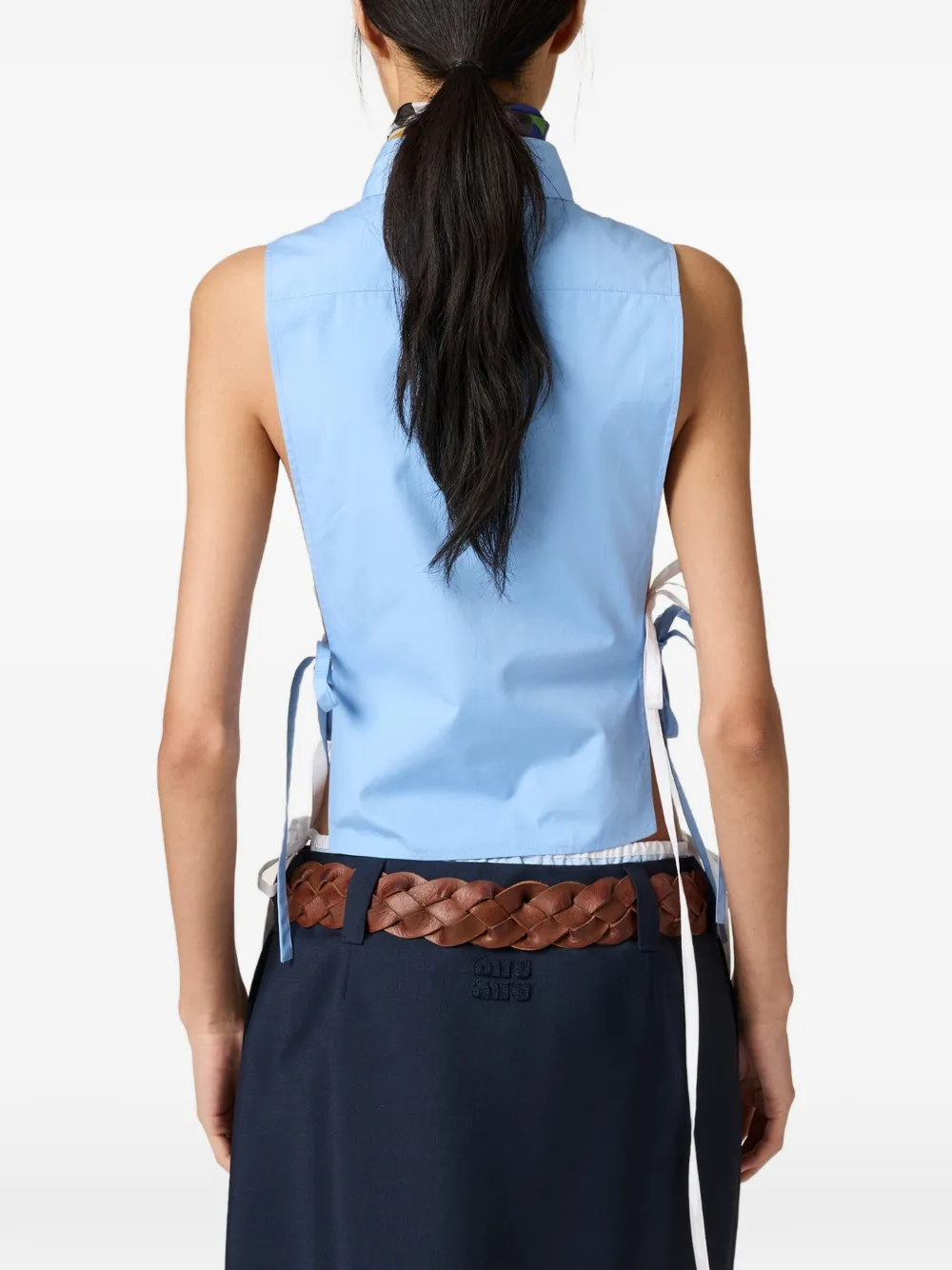 Miu Blouse met gestrikte zijkant Blauw