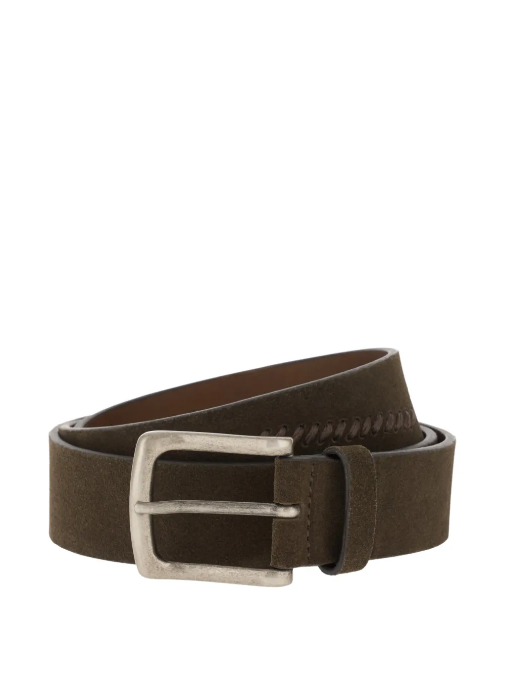 Boggi Milano embroidered suede leather belt - Marrone