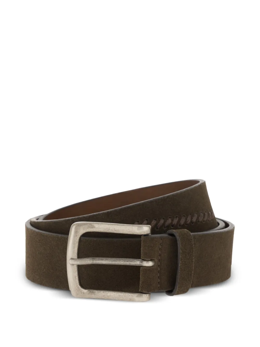 Boggi Milano embroidered suede leather belt - Marrone