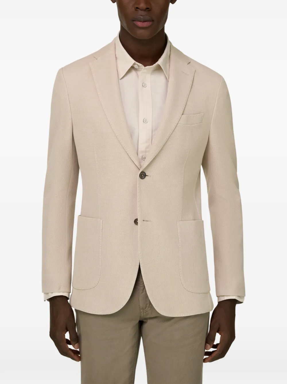 Boggi Milano Micro–textured Patch-pocket Blazer - Neutrals 