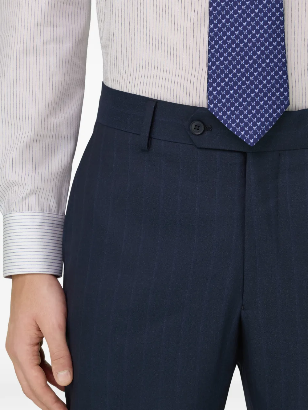 Boggi Milano Pak met klepzak en krijtstreep Blauw