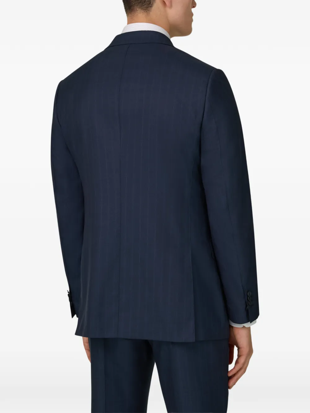 Boggi Milano Pak met klepzak en krijtstreep Blauw