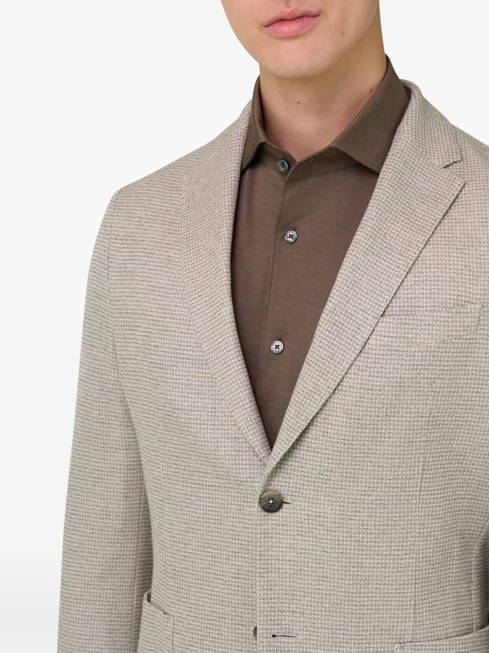 Textured Patch-Pocket Blazer