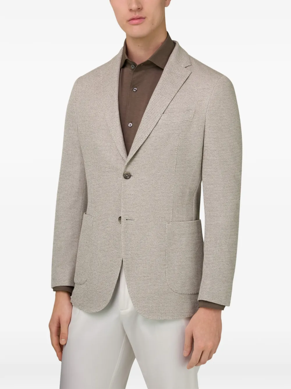 Textured Patch-Pocket Blazer