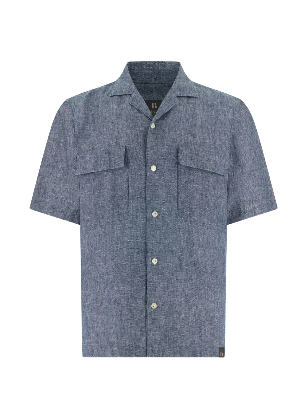 Boggi Milano Hemd mit kubanischem Kragen - Blau