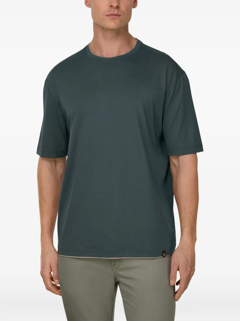 Contrasting-Trim Cotton T-Shirt