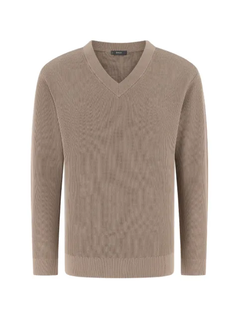 Boggi Milano suéter tejido de canalé con cuello en V