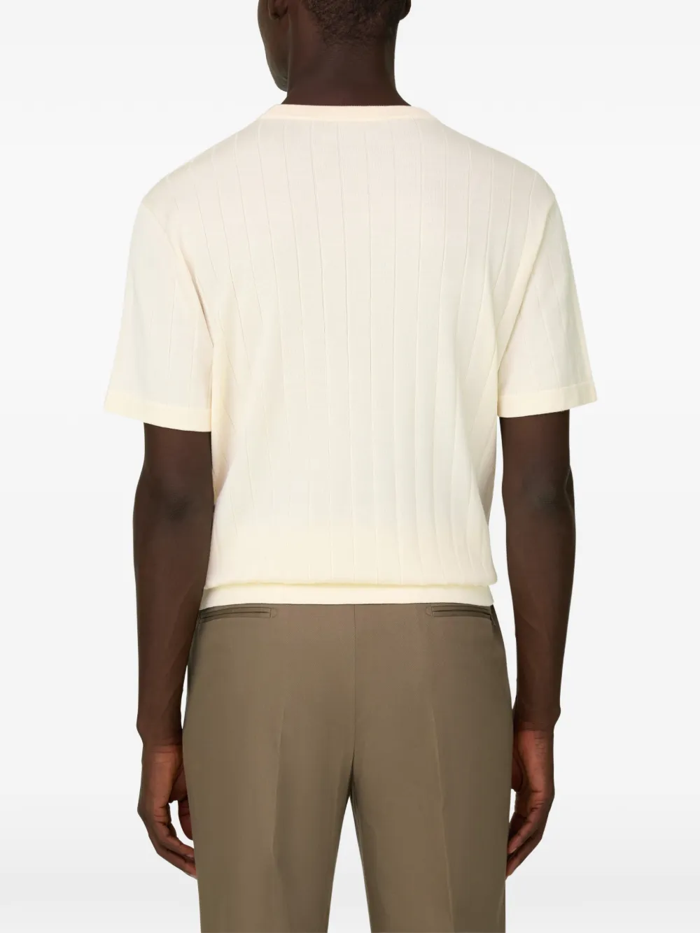 Boggi Milano Geribbeld T-shirt Beige