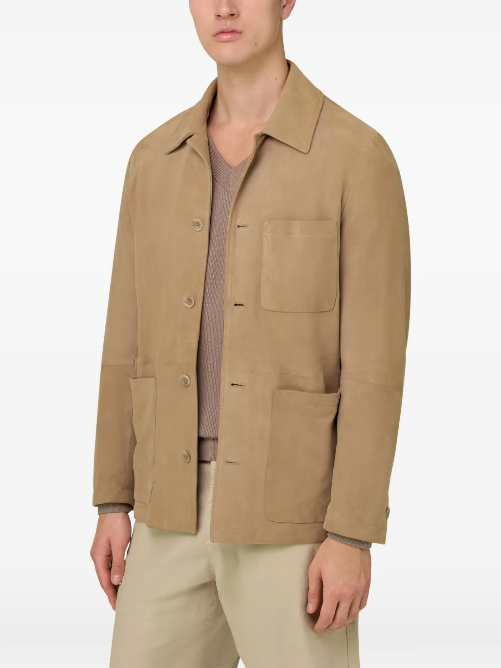 shirt collar leather jacket