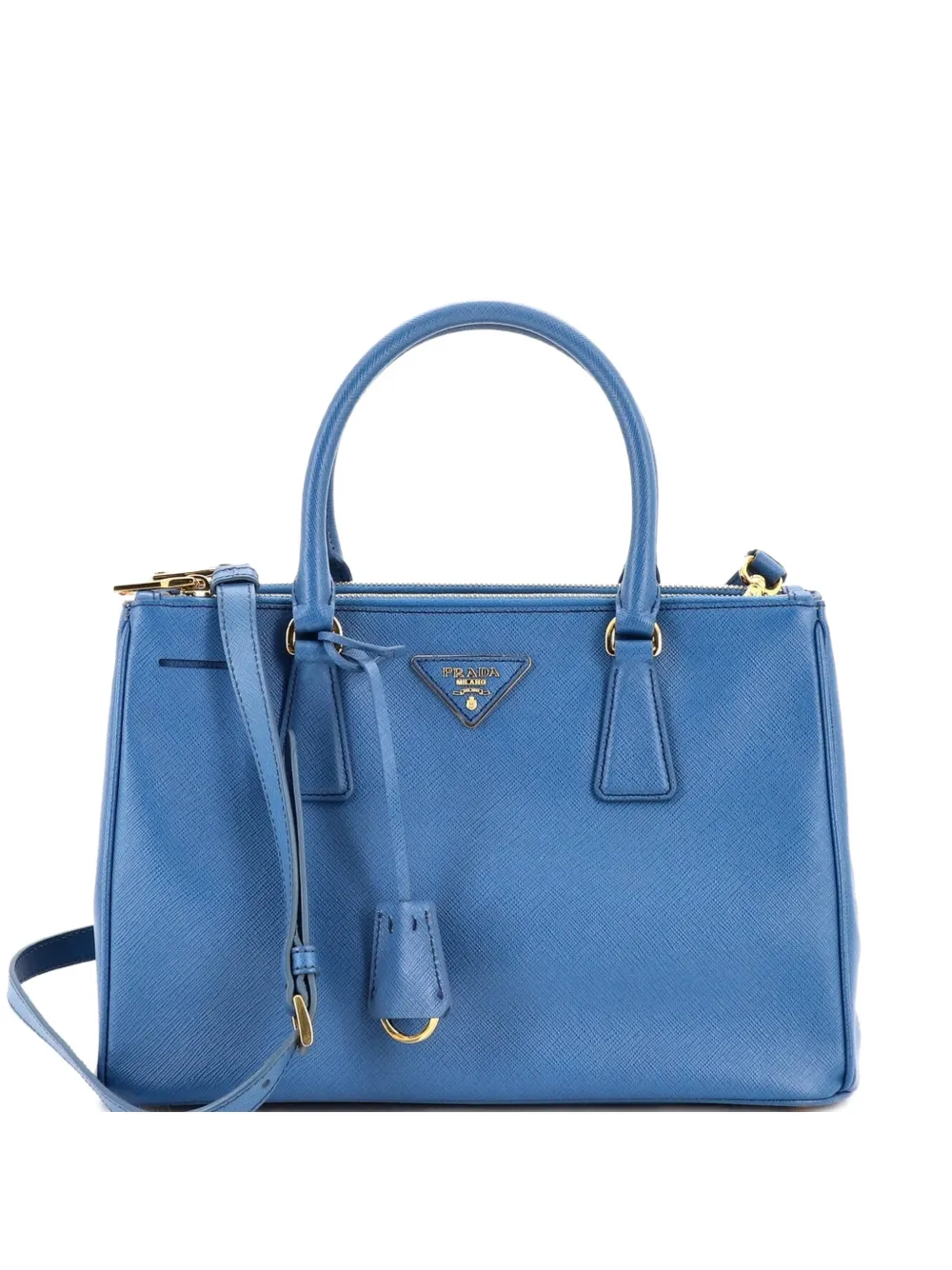 Prada Pre-Owned Double Zip Lux Saffiano Leather Small tote bag - Blu