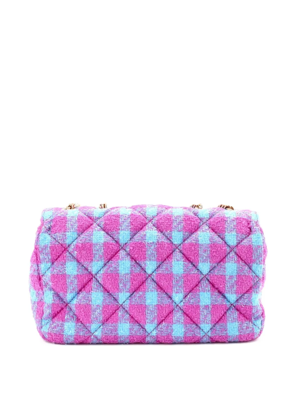 Medusa Icon Chain Flap Bag Quilted Tweed East West shoulder bag