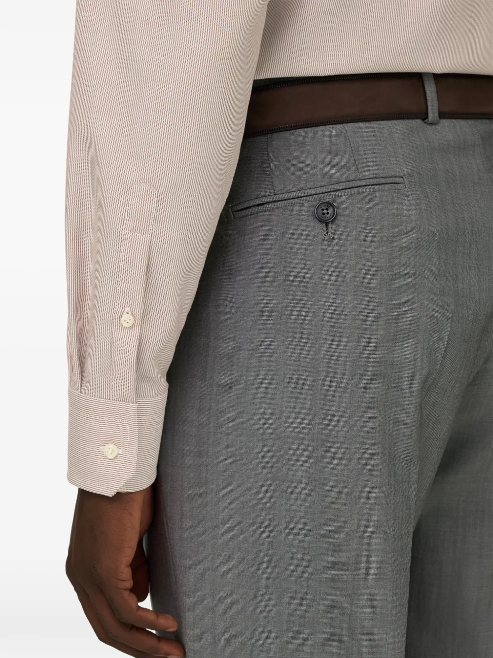 Boggi Milano Gestreept overhemd met windsor-kraag Beige