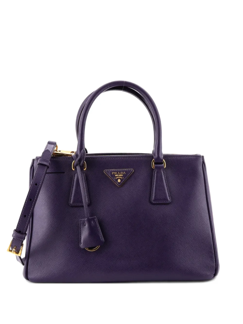 Prada Pre-Owned Double Zip Lux Saffiano Leather Small tote bag - Viola