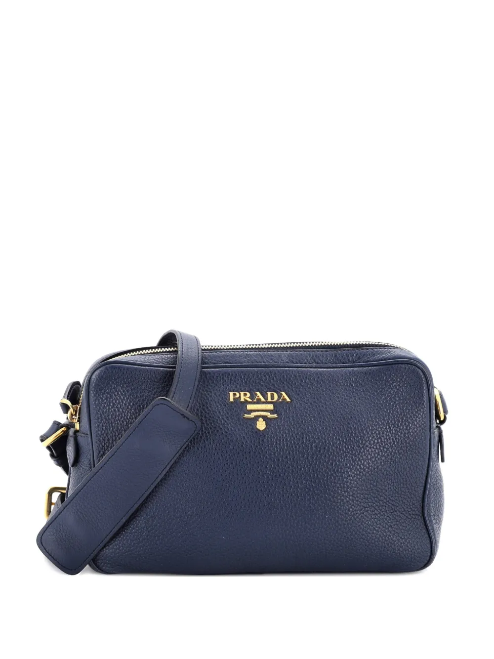 Prada Pre-Owned Double Zip Camera Bag Vitello Phenix Medium crossbody bag - Blu