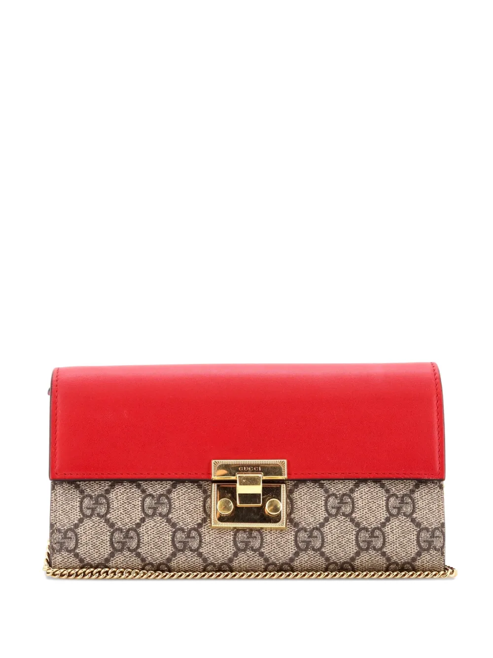 Gucci Pre-Owned Padlock Continental Chain Wallet GG Coated Canvas and Leather Long clutch bag - Marrone