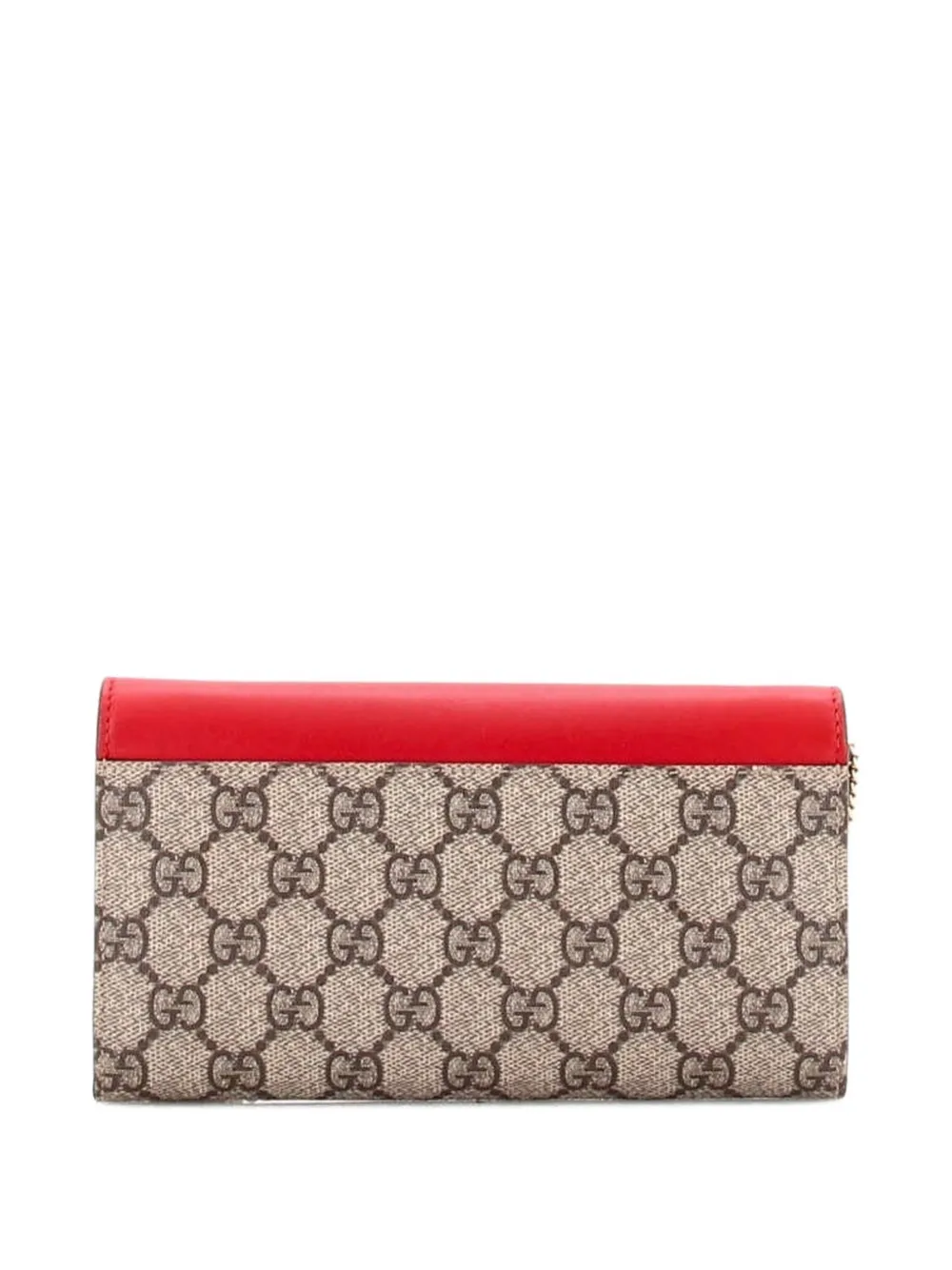  Gucci Pre-owned Padlock Continental Chain Wallet Gg Coated Canvas And Leather Long Clutch Bag - Brown 