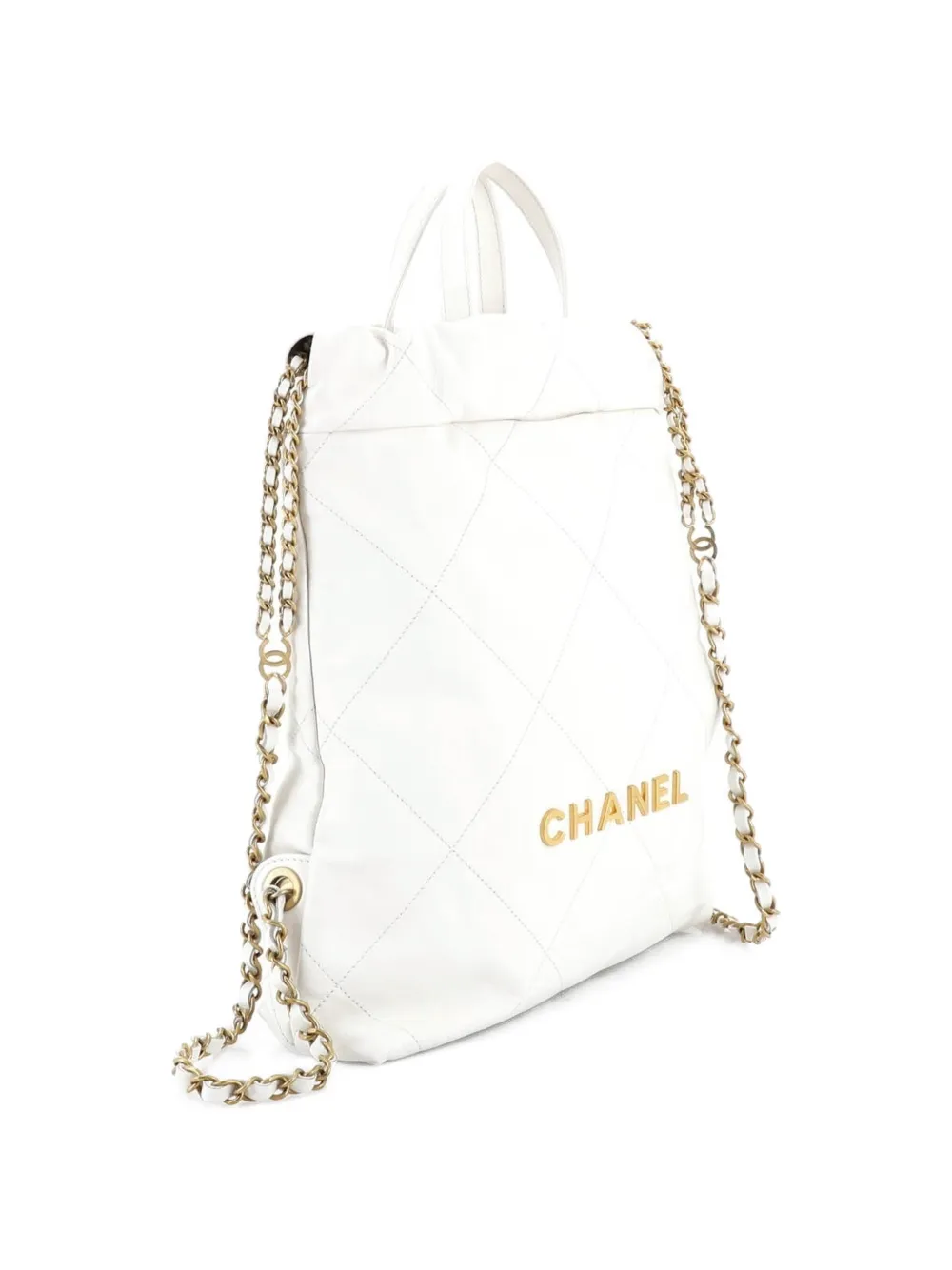 CHANEL Pre-Owned 22 Chain Quilted Calfskin Medium backpack - Bianco