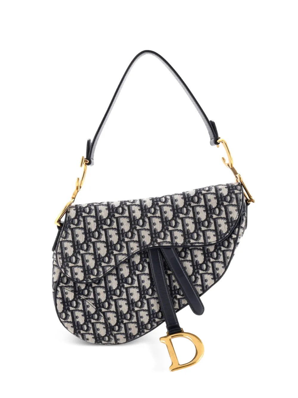 Christian Dior Pre-Owned Saddle Handbag Oblique Canvas Medium shoulder bag - Blu