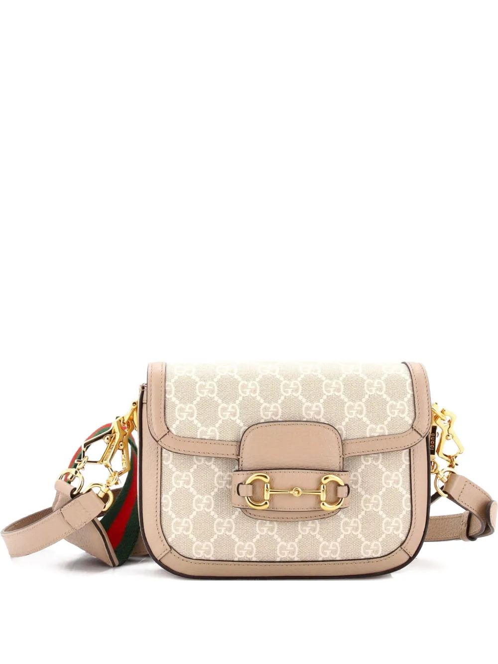 Gucci Pre-Owned Horsebit 1955 Shoulder Bag GG Coated Canvas with Leather Mini crossbody bag - Toni neutri
